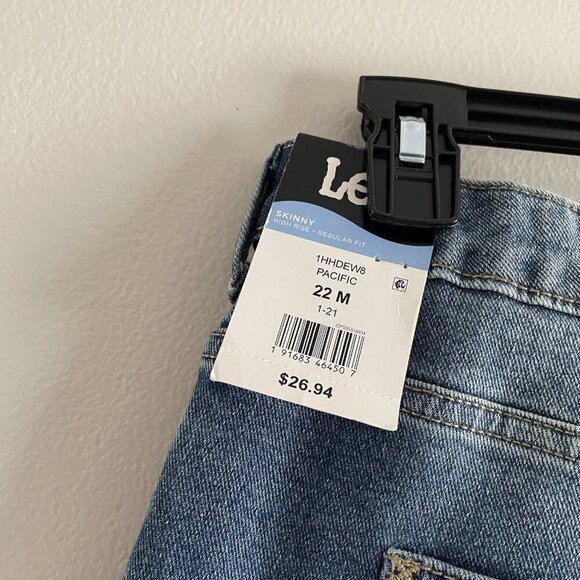 Lee Wmn 22M Pacific Blue MedWash High Rise Regular Fit Buton Fly Skinny Jean NWT - Picture 11 of 14